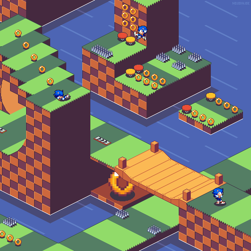 Sonic - Green hill zone pixel art wallpaper 🔵✨